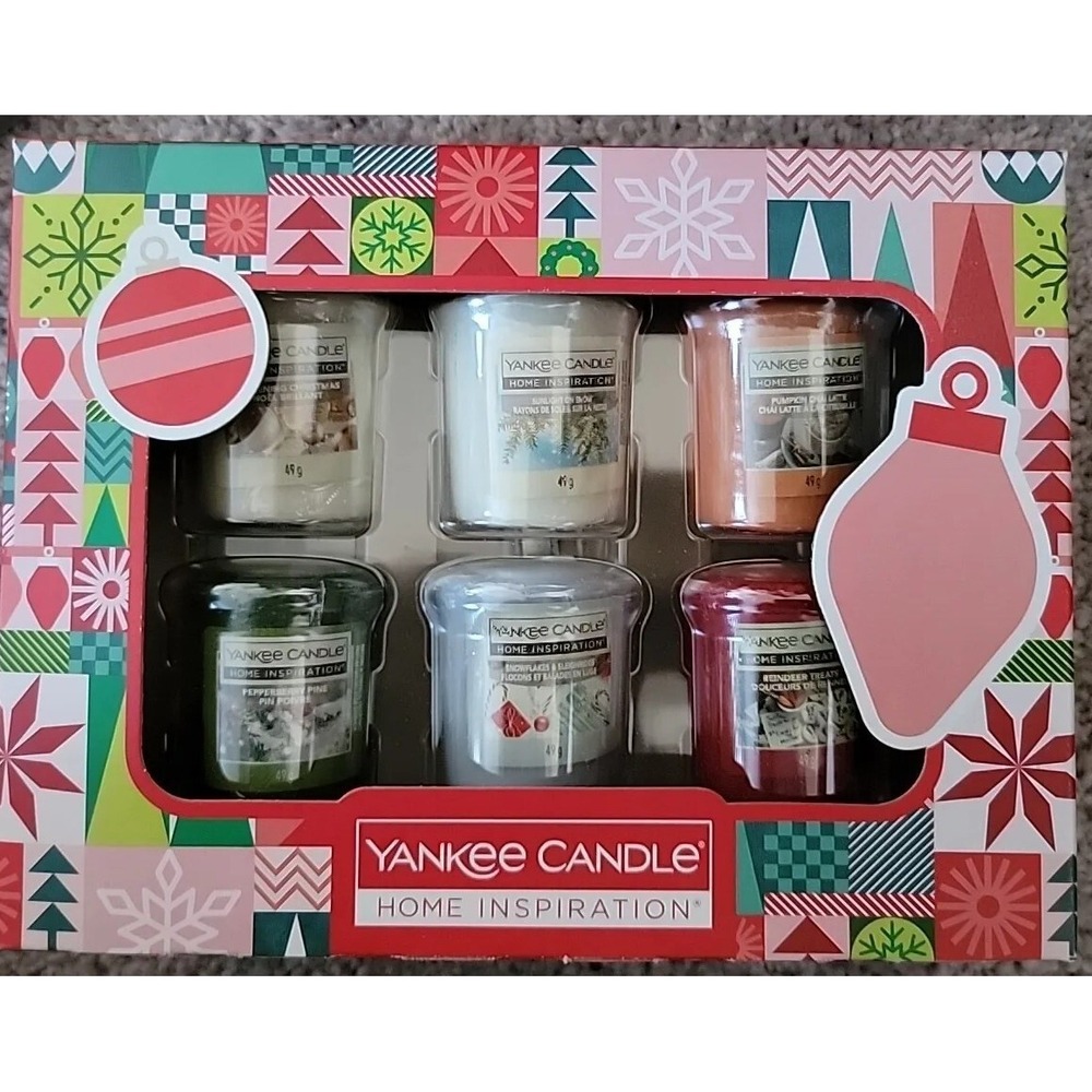 Yankee Candle 6 Votive Set Christmas‎ Reindeer Treats Pepperberry Pine Pumpkin
